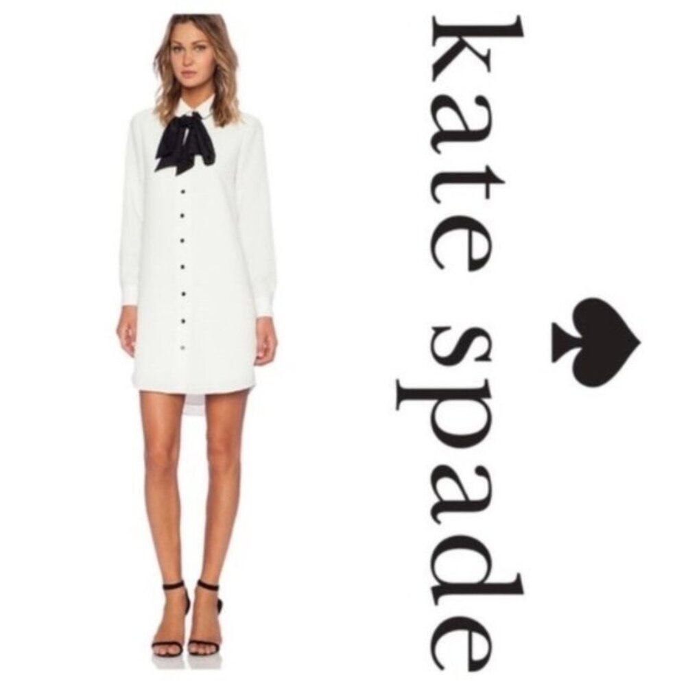 NWT Kate Spade White Velvet Tie Griffin Dress